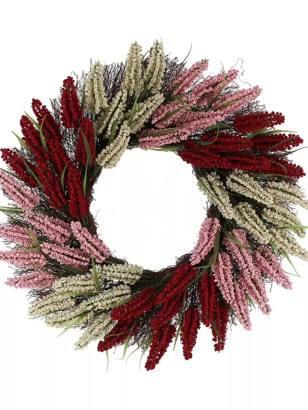 Festive Red, Pink & Cream Berry Holiday Wreath